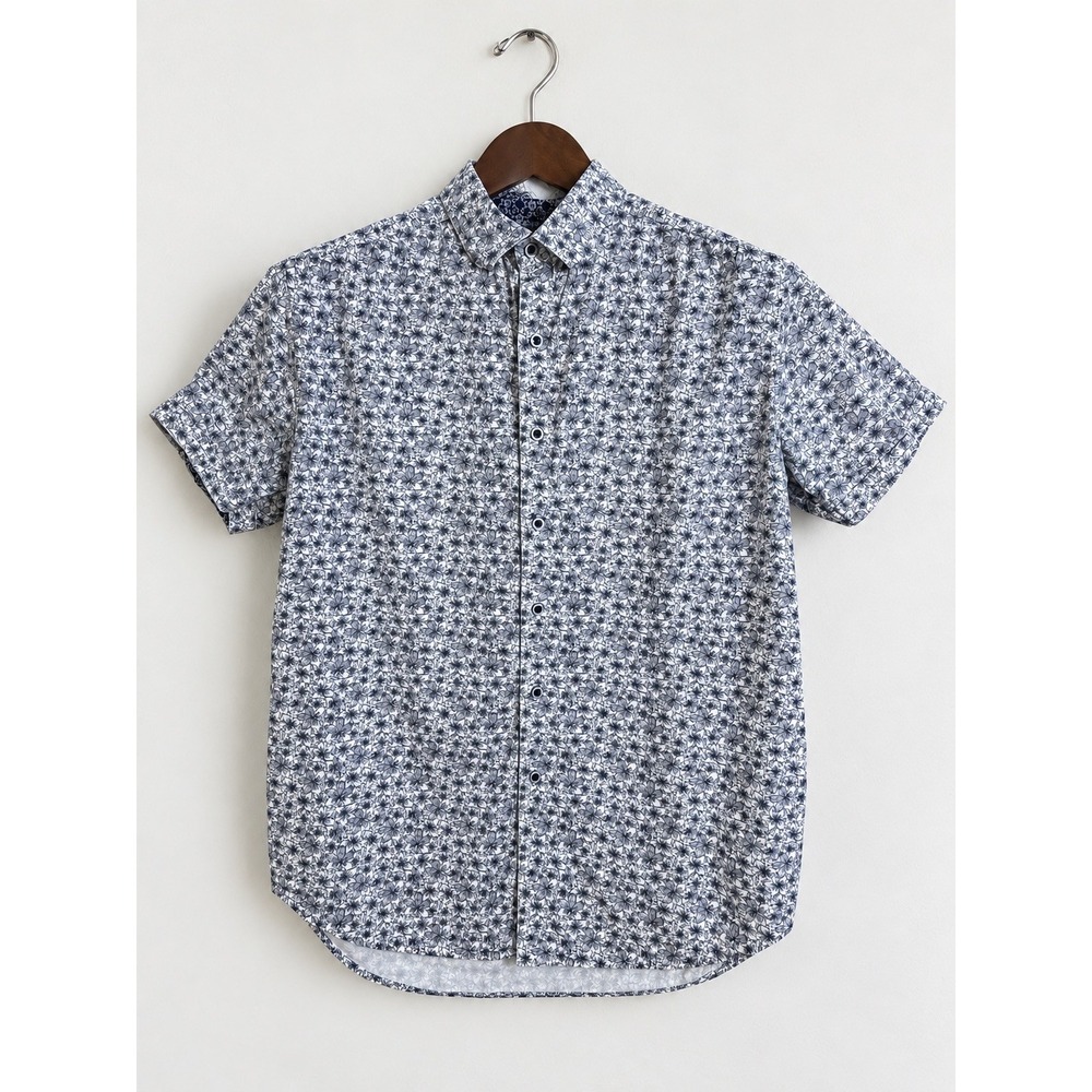 Robert Graham Men's M Classic Fit Floral Button Up Shirt Blue White
